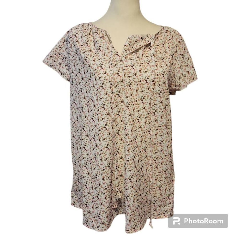 SimpleFun Women's Boho Tops Floral V Neck Short Sleeve  Blouse Shirts Size Mediu